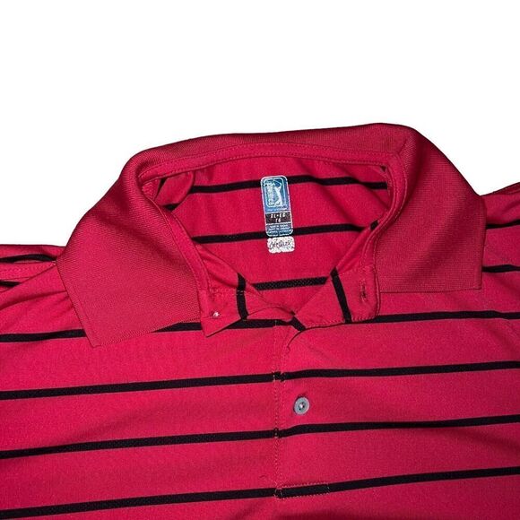 PGA Tour Golf Shirt Size XL Active Polo Red Striped Black Short Sleeve Airflux - Picture 4 of 6